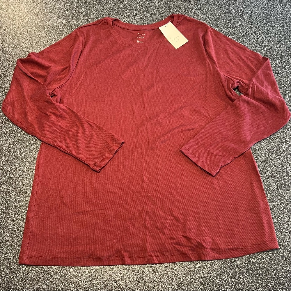 ❤️3/$15 NWT a new day Long Sleeve Crewneck Top - Red Size 1X - Picture 2 of 8